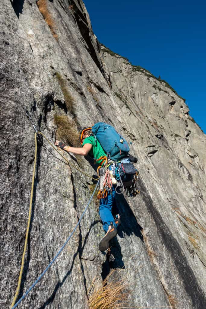 Climbing in granite