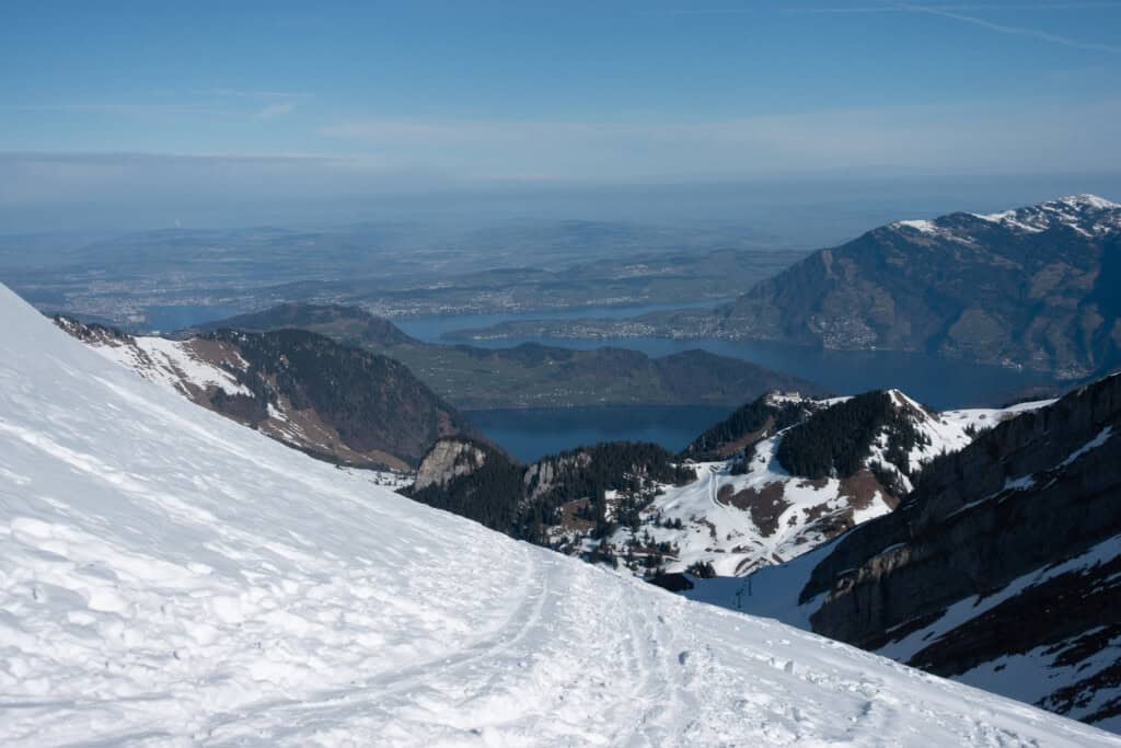 View of Lake Lucerne from Brisen in winter