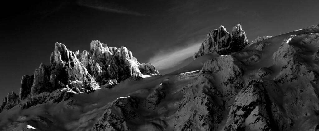 Gross Spannort im Winter, schwarz weiss