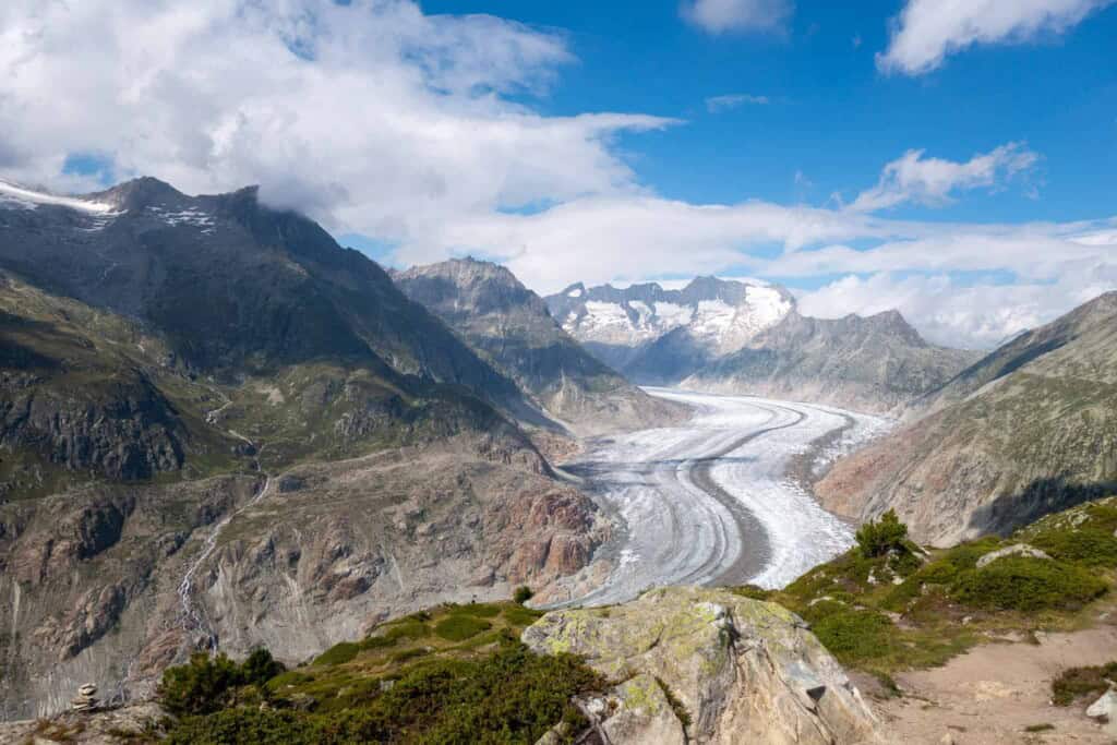 Der Aletschgletscher von der Fiescheralp aus gesehen.