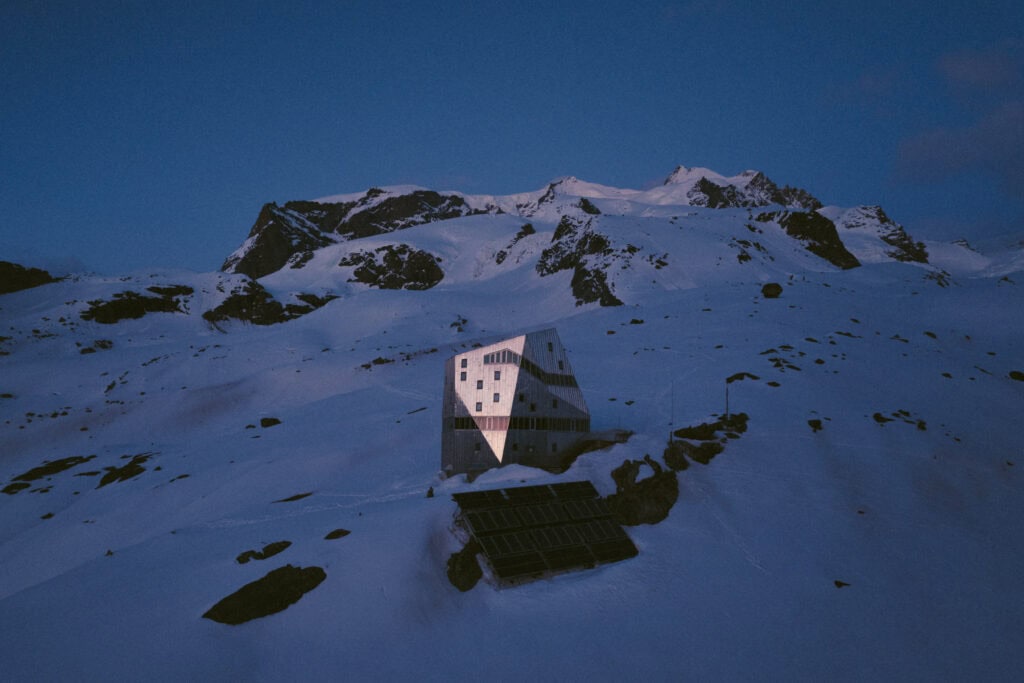 The Monte Rosa hut in the evening