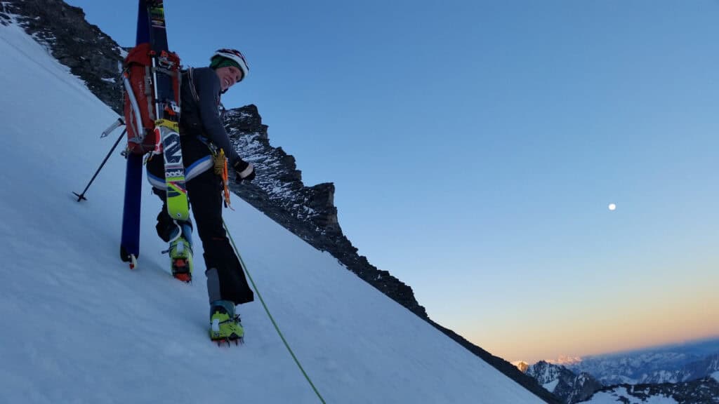 On the ascent to the Couloir du Gardien